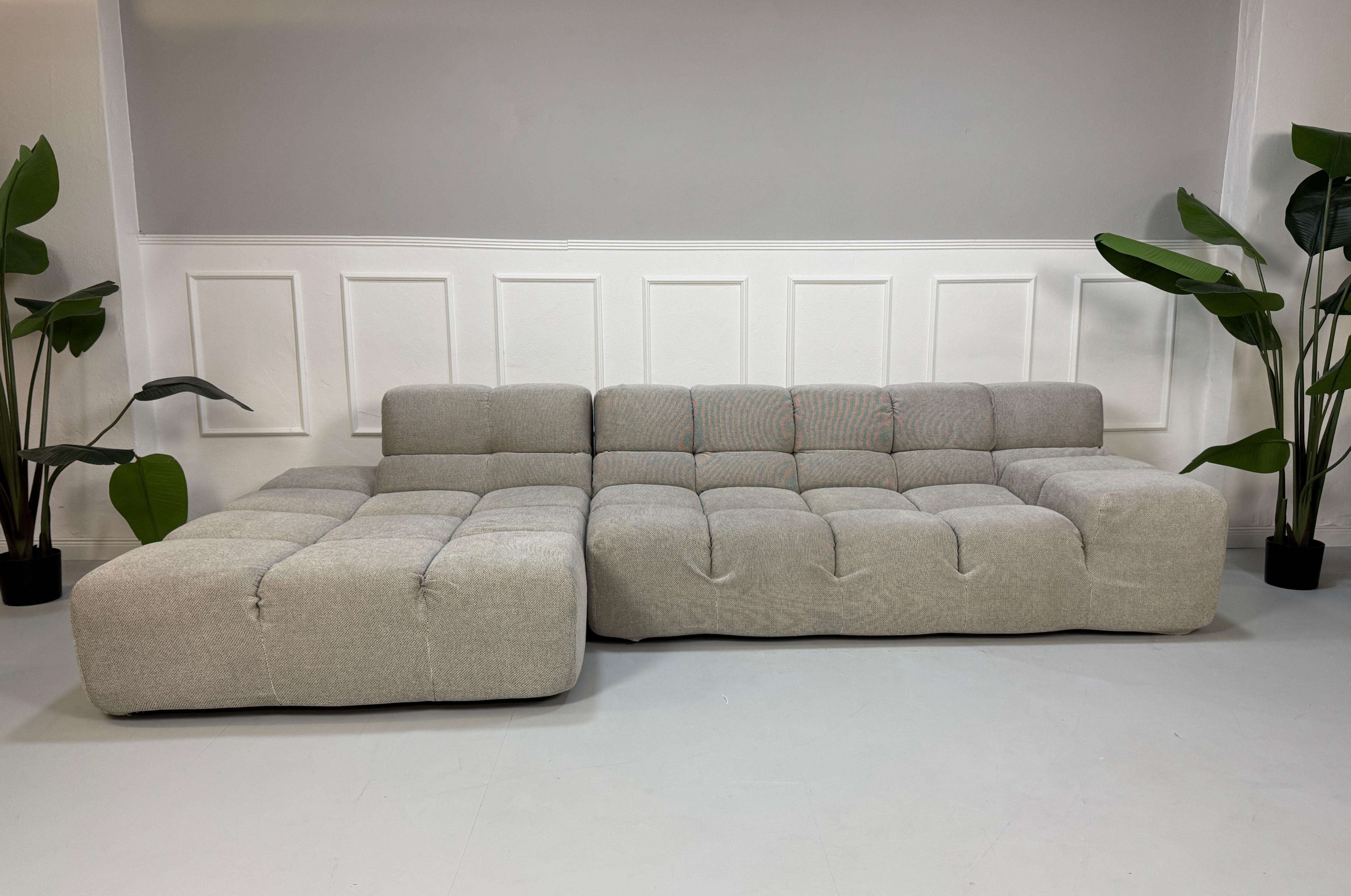 Gebrauchtes B&B Italia Designer Sofa vor einer Wand, stilvoll und modern eingerichtet.