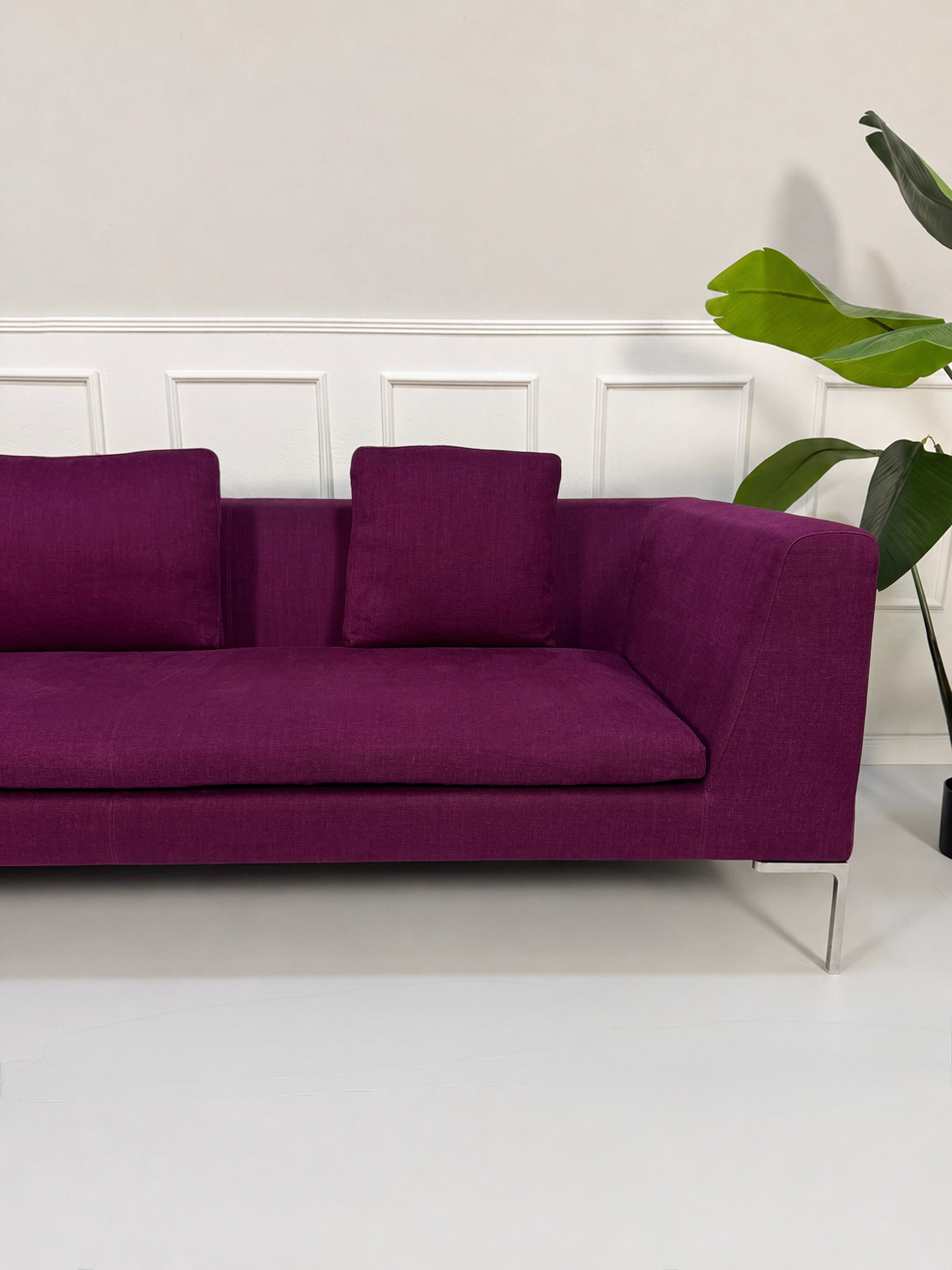B&B Italia Charles Designer Sofa Lila Stof Showmodel