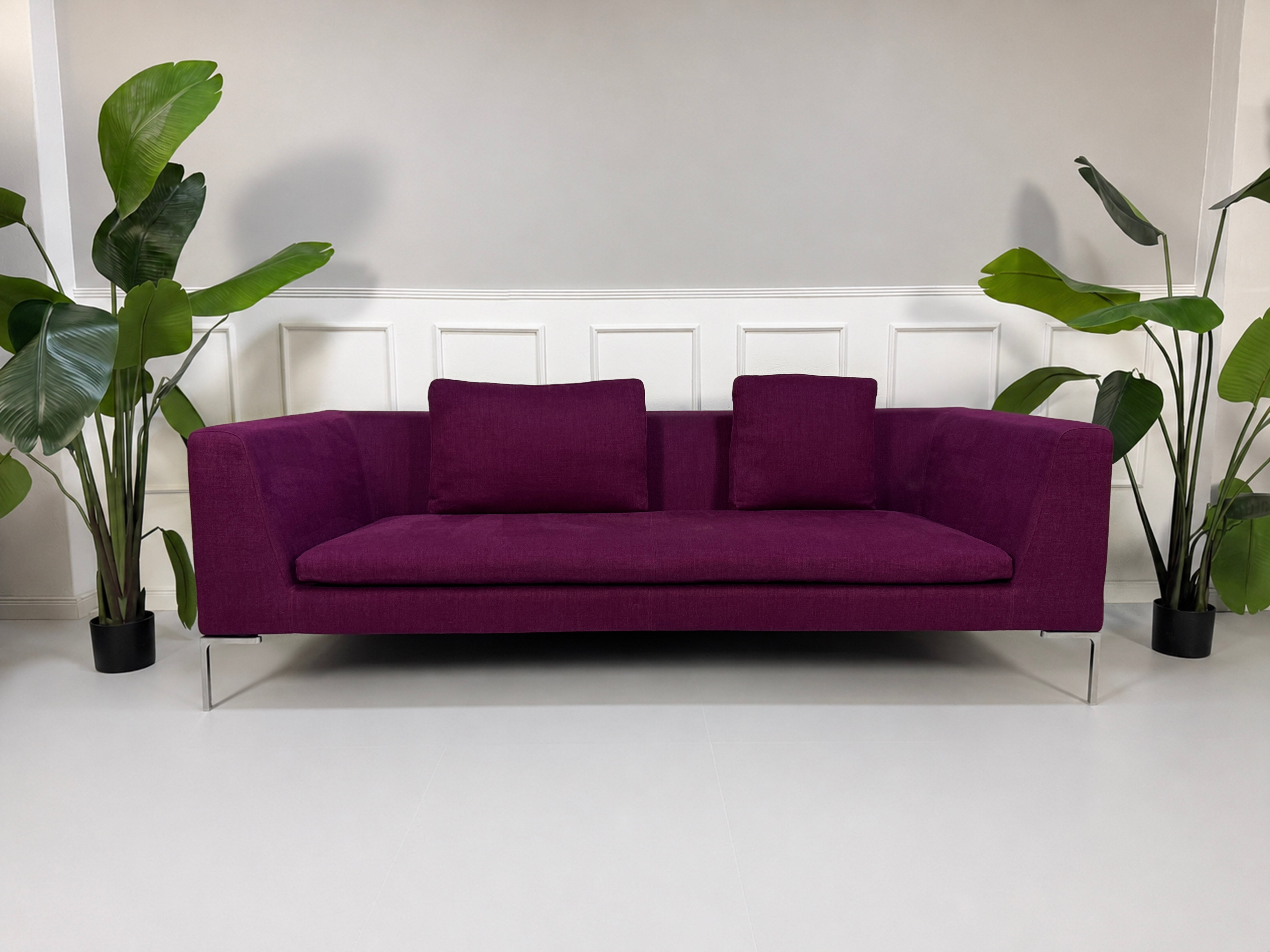B&B Italia Charles Designer Sofa Lila Stof Showmodel