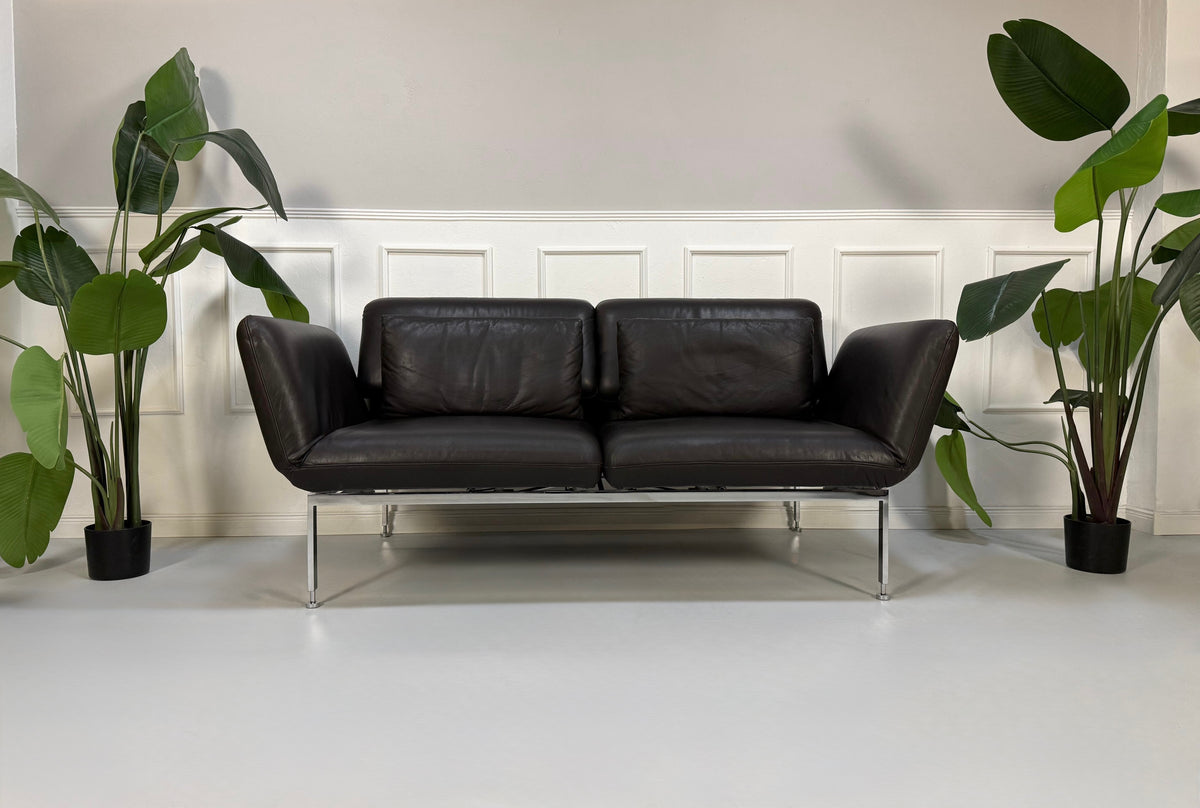 Brühl Roro Medium Sofa Leder Braun – Frontansicht | Aaron GmbH