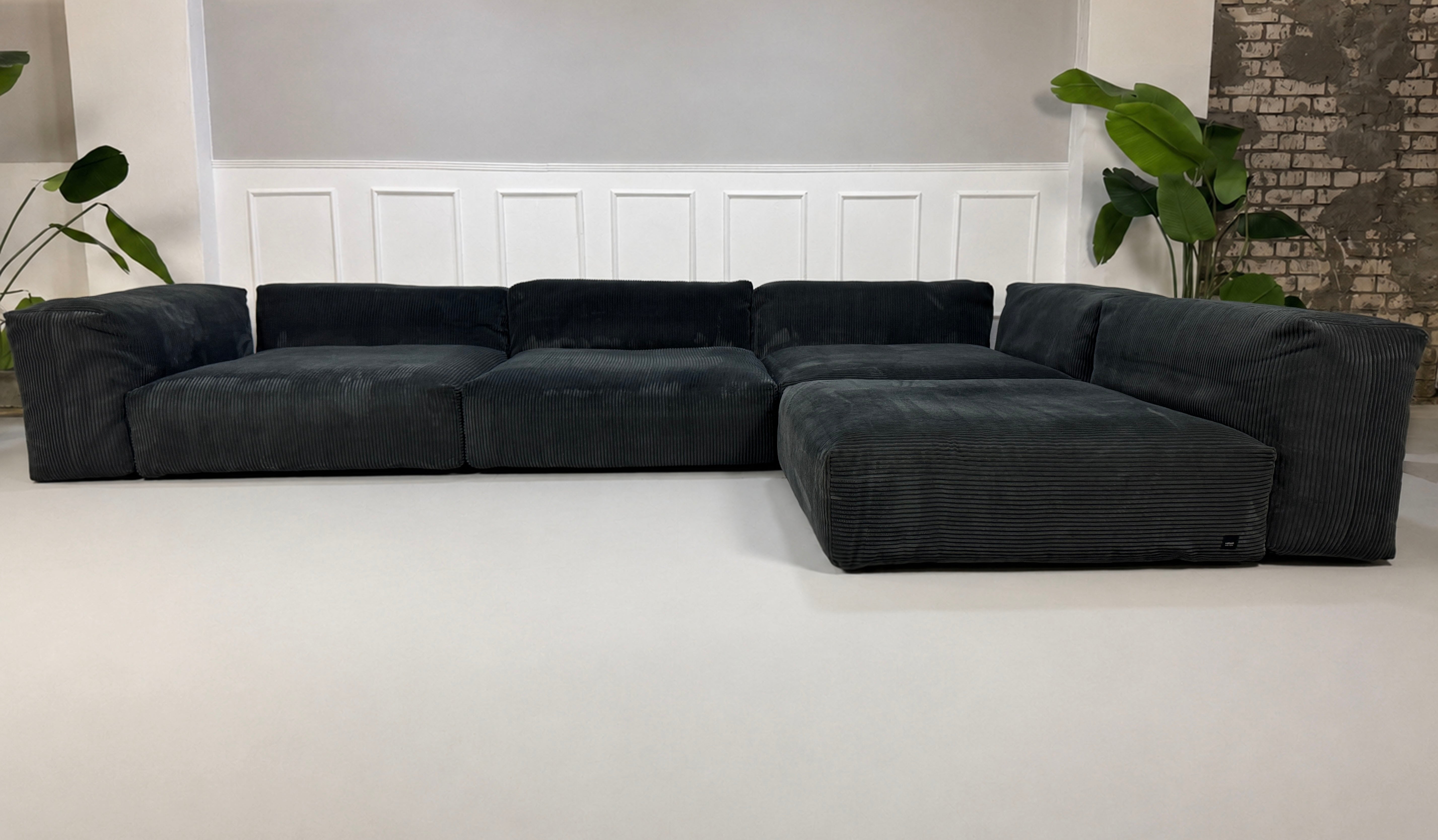 Vetsak Sofa Stoff Grau Blau Kord