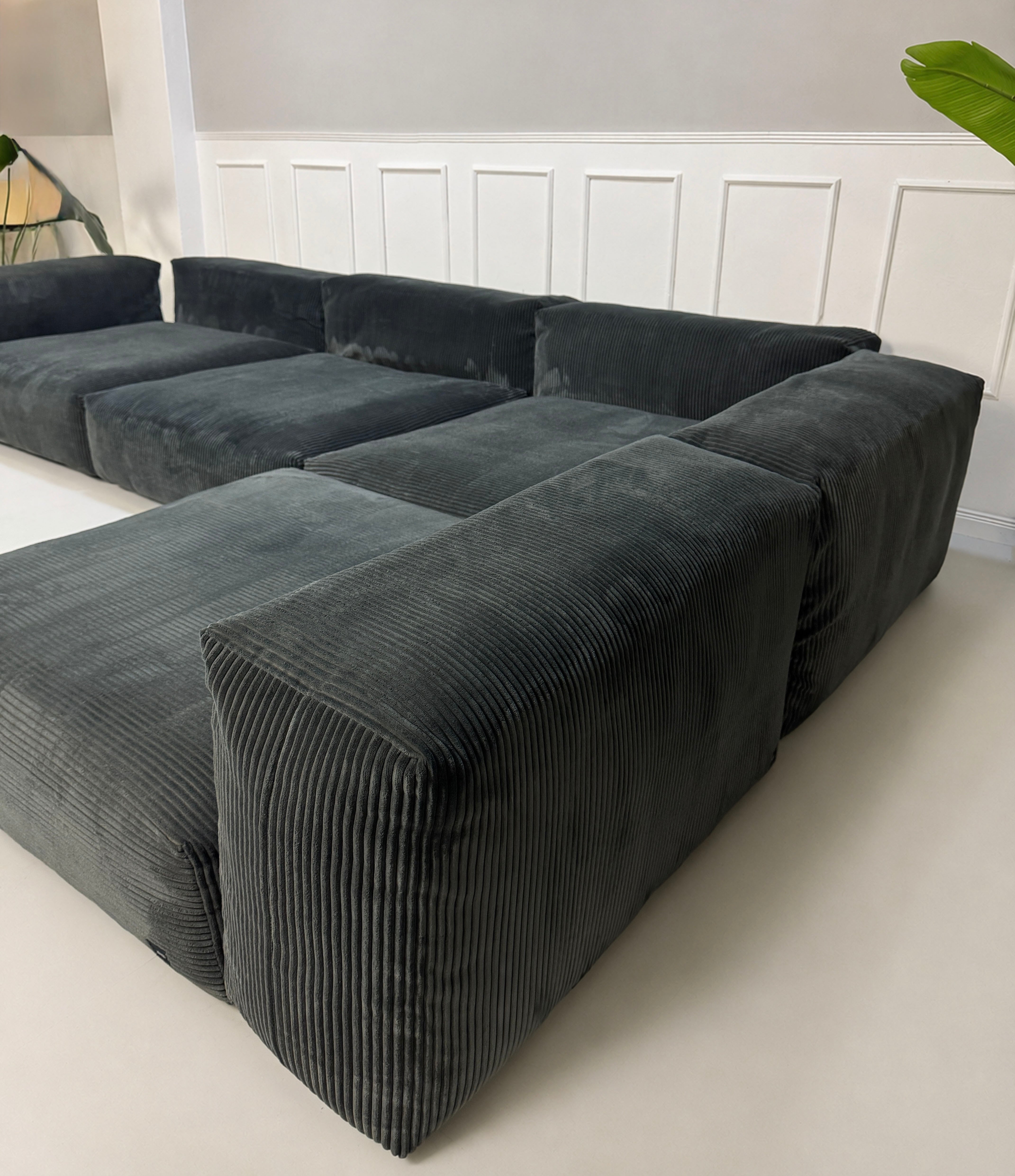 Vetsak Sofa Stoff Grau Blau Kord