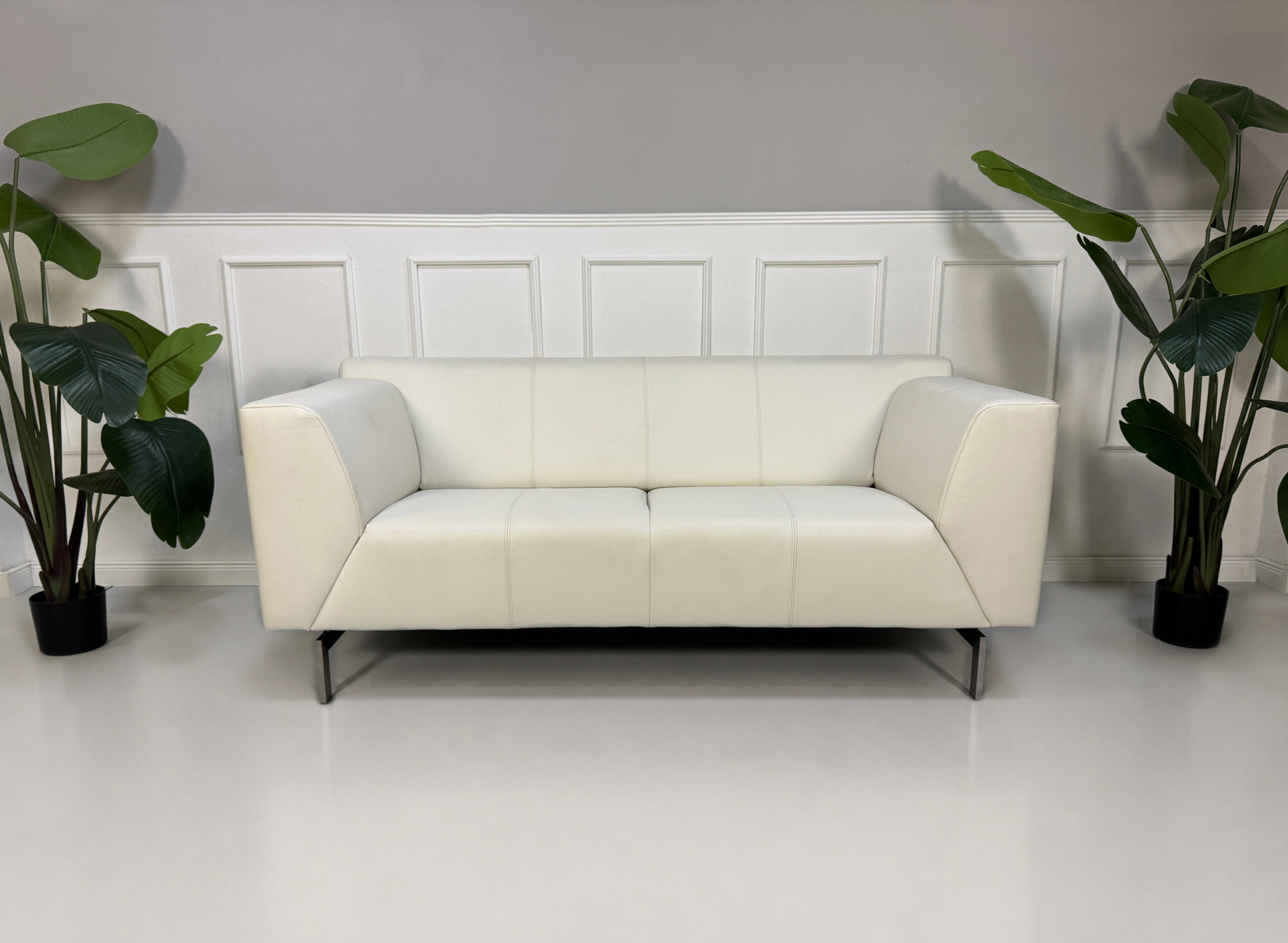 Rolf Benz Linea 318 Weiß Leder Garnitur Sofa 173 cm