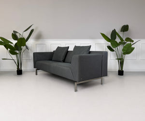 Rolf Benz 318 Linea Sofa Stoff Grau – Seitenansicht schräg