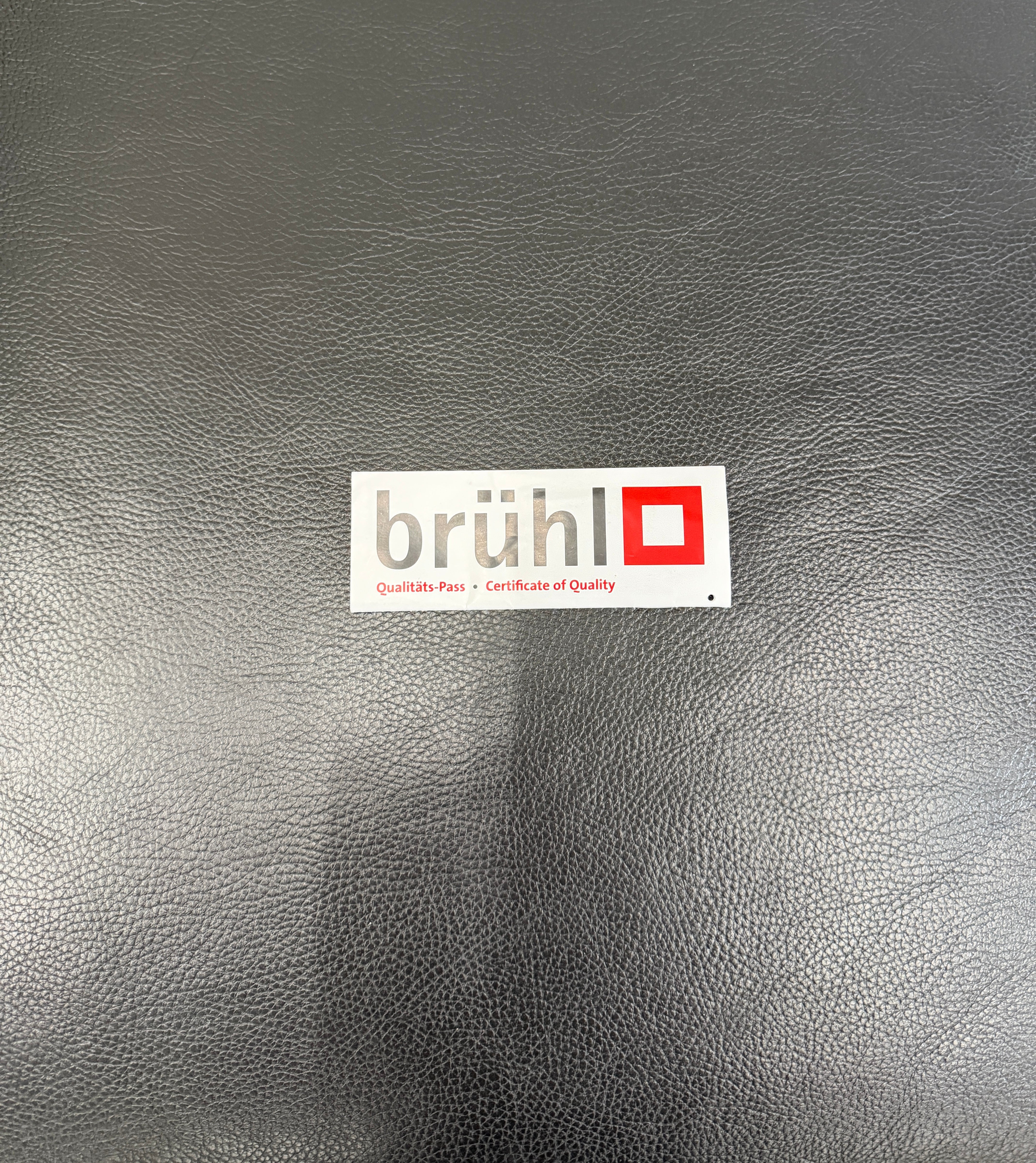 Refurbished Brühl Moule Designer Leder Sofa vor einer Wand, stilvoll und modern eingerichtet.