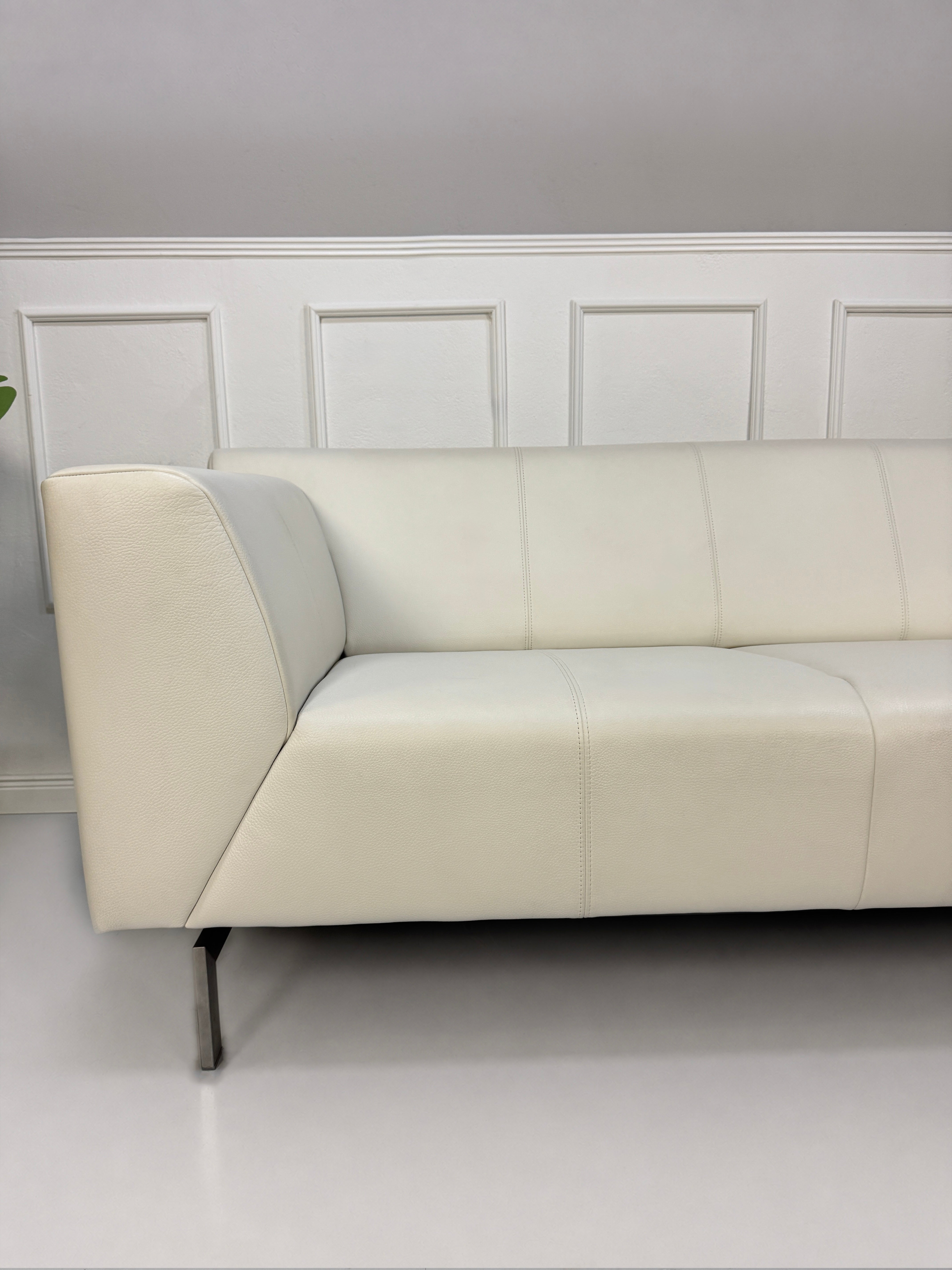 Rolf Benz Linea 318 Weiß Leder Garnitur Sofa 173 cm