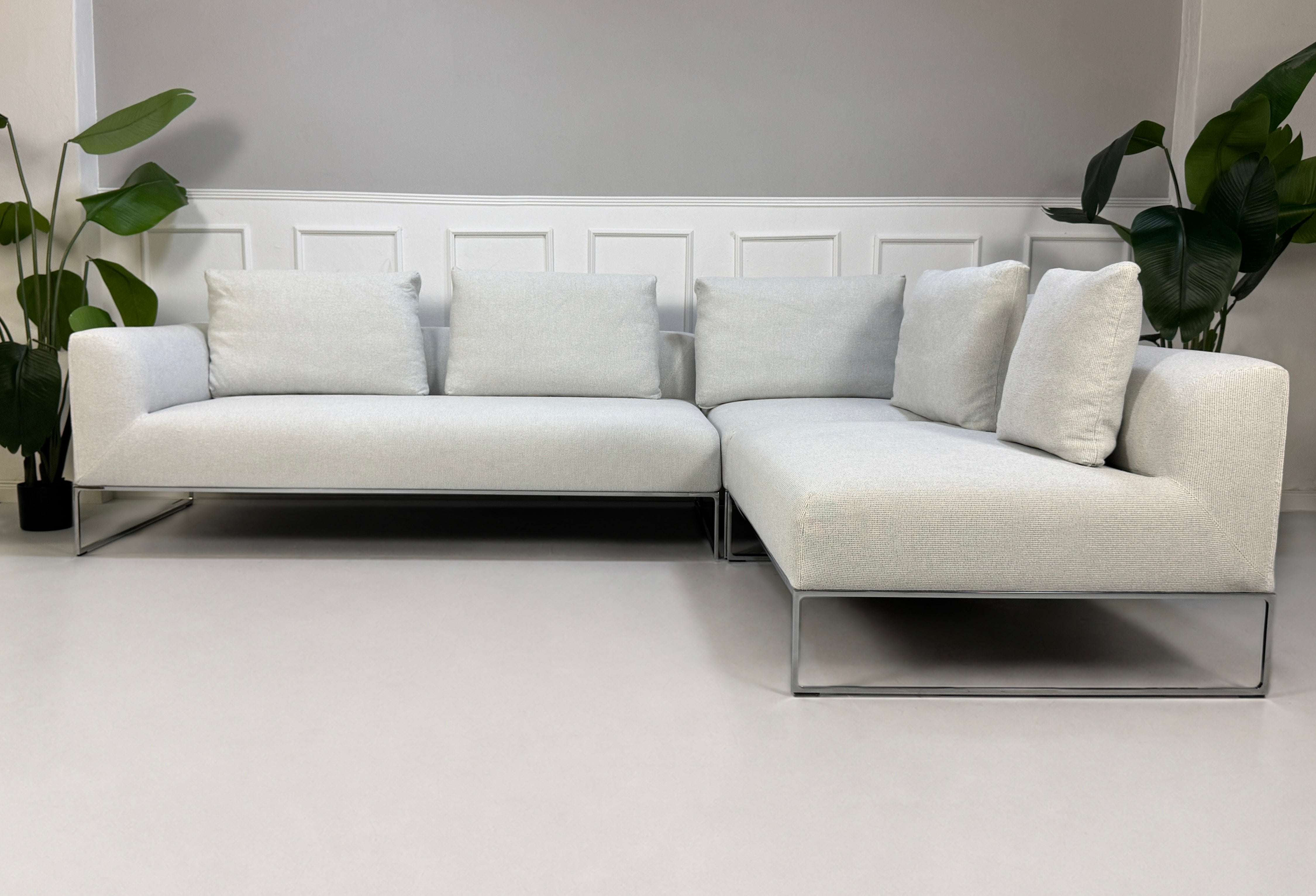 COR Mell Lounge Ecksofa Stoff Weiß – L-Form ohne Hocker