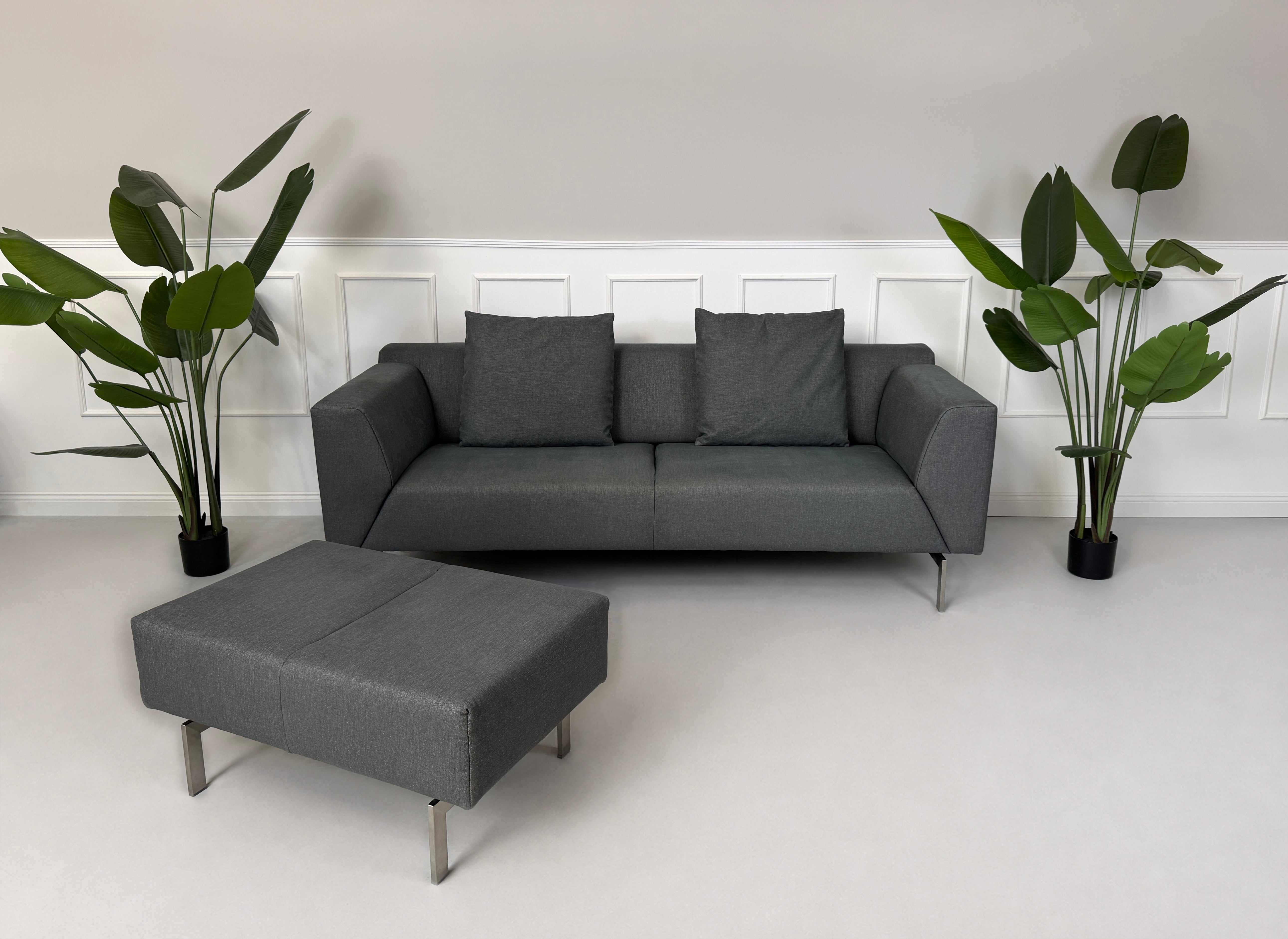 Rolf Benz 318 Linea Sofa Stoff Grau mit passendem Hocker