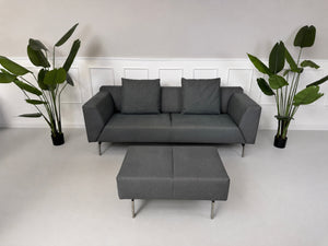 Rolf Benz 318 Linea Sofa mit Hocker Stoff Grau – Gesamtansicht