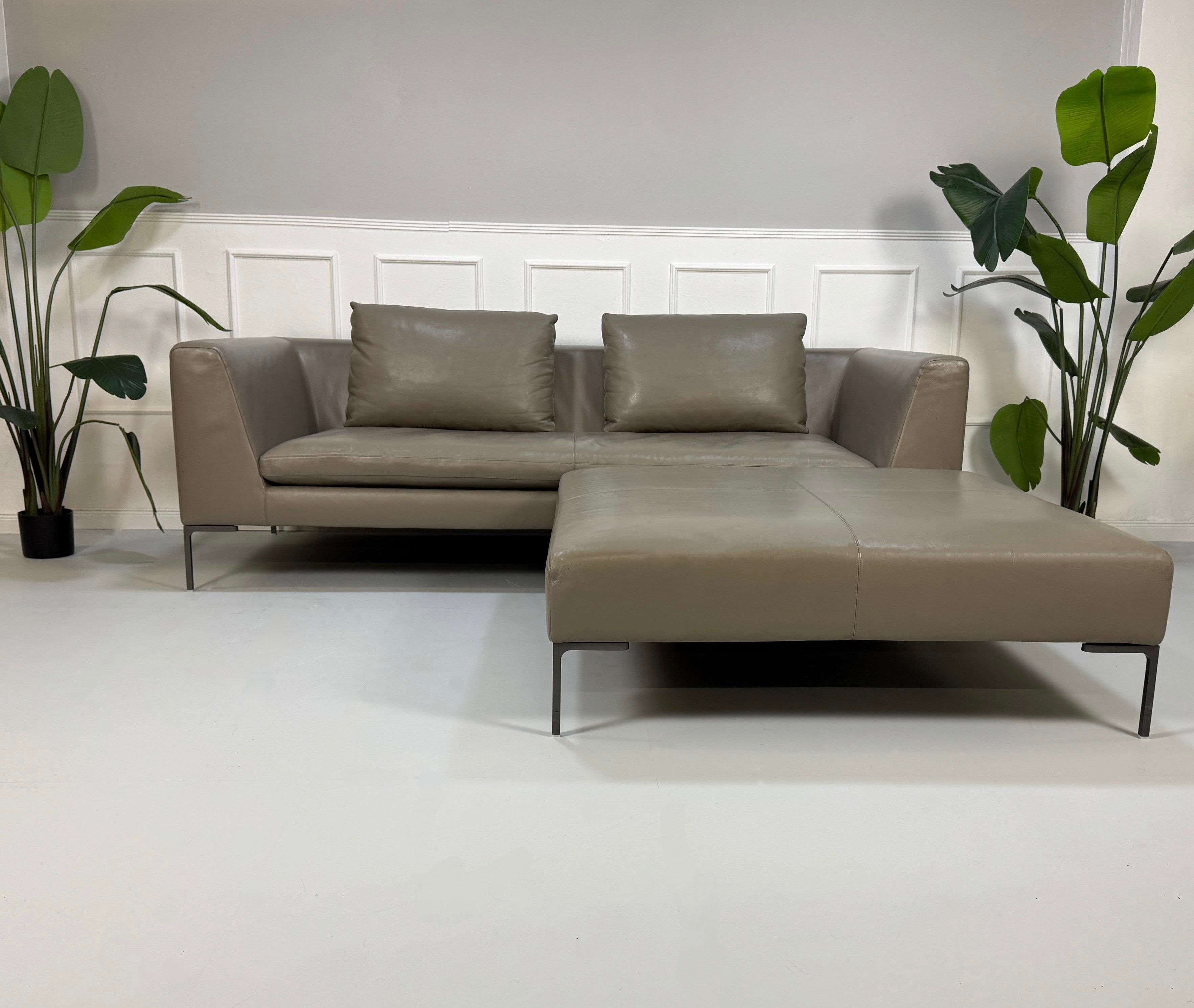 B B Italia Charles Designer Marken Sofa Couch Schlamm Leder Hocker Aaron GmbH
