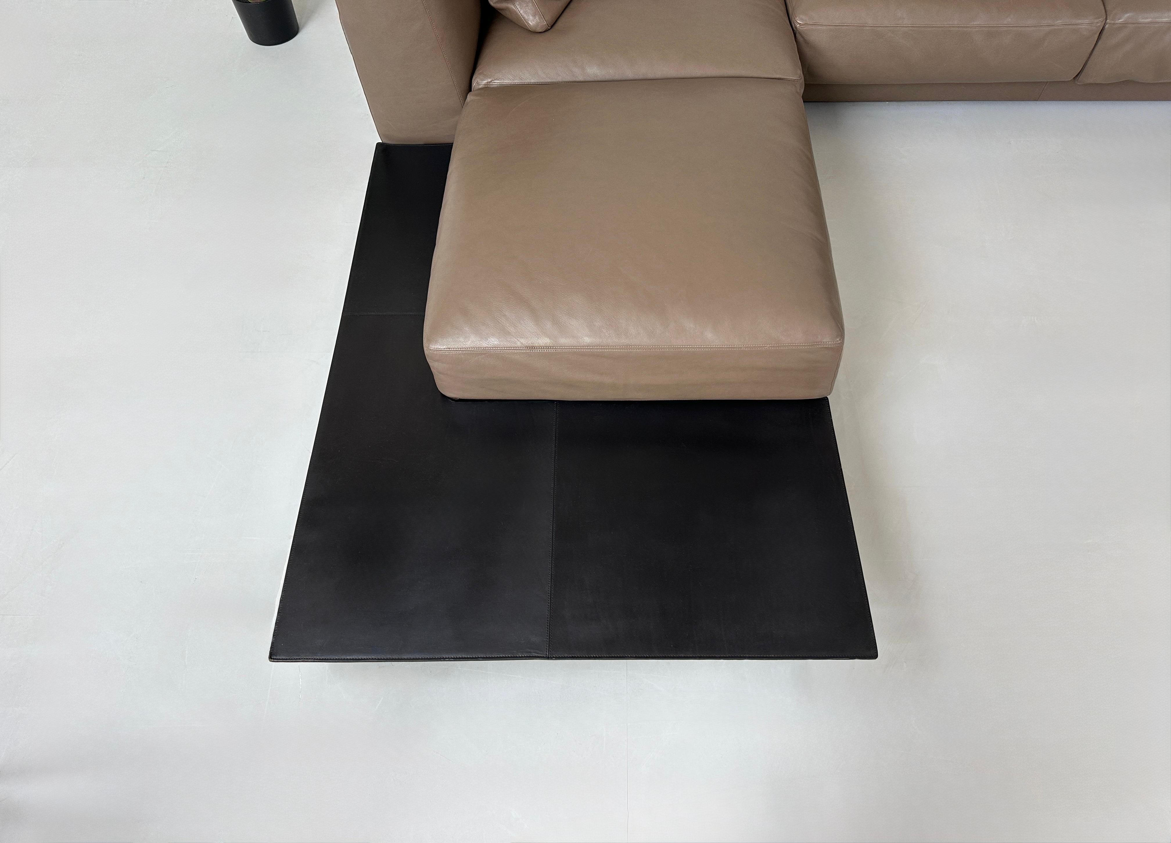 Gebrauchtes braunes Walter Knoll Grand Suite Designer Leder Sofa vor einer Wand, stilvoll und modern eingerichtet.